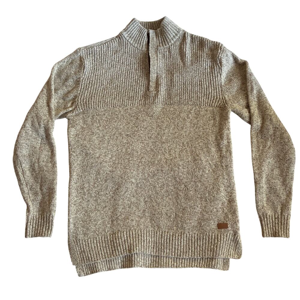 Outpost Makers Sweater Mens Large L Wild Mushroom Quarter Zip Pullover Mock Neck